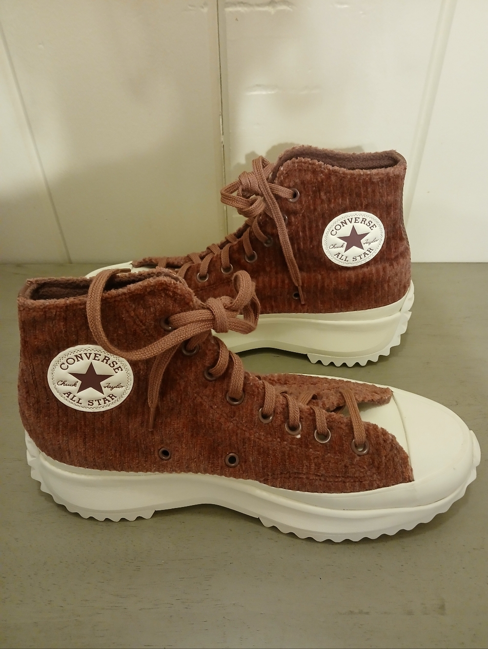 Converse 10 Platform Run Star Hike Chunky High-Top Mauve Purple Corduroy Shoes - Picture 8 of 15